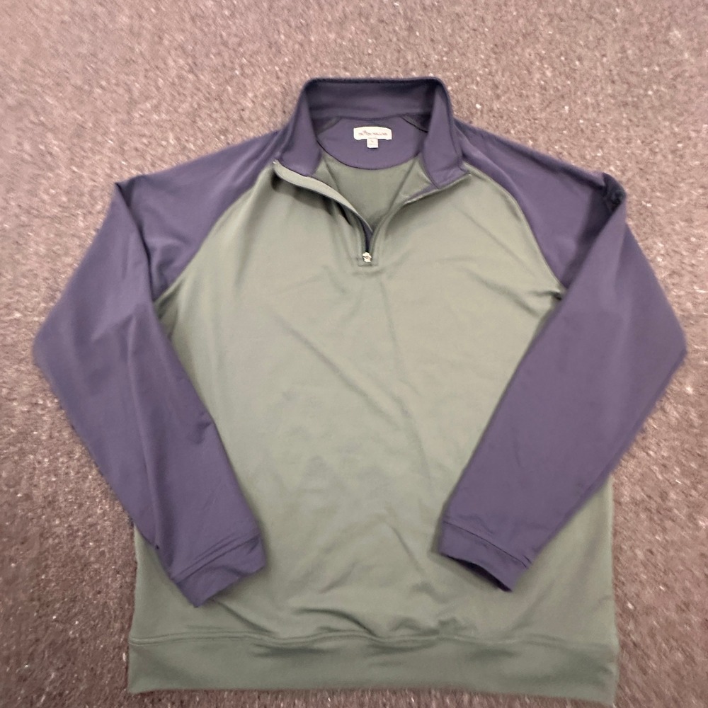 Peter Millar 1/4 Zip Mens L Green Navy Blue Performance Golf Pullover MF21EK40C - Picture 2 of 12